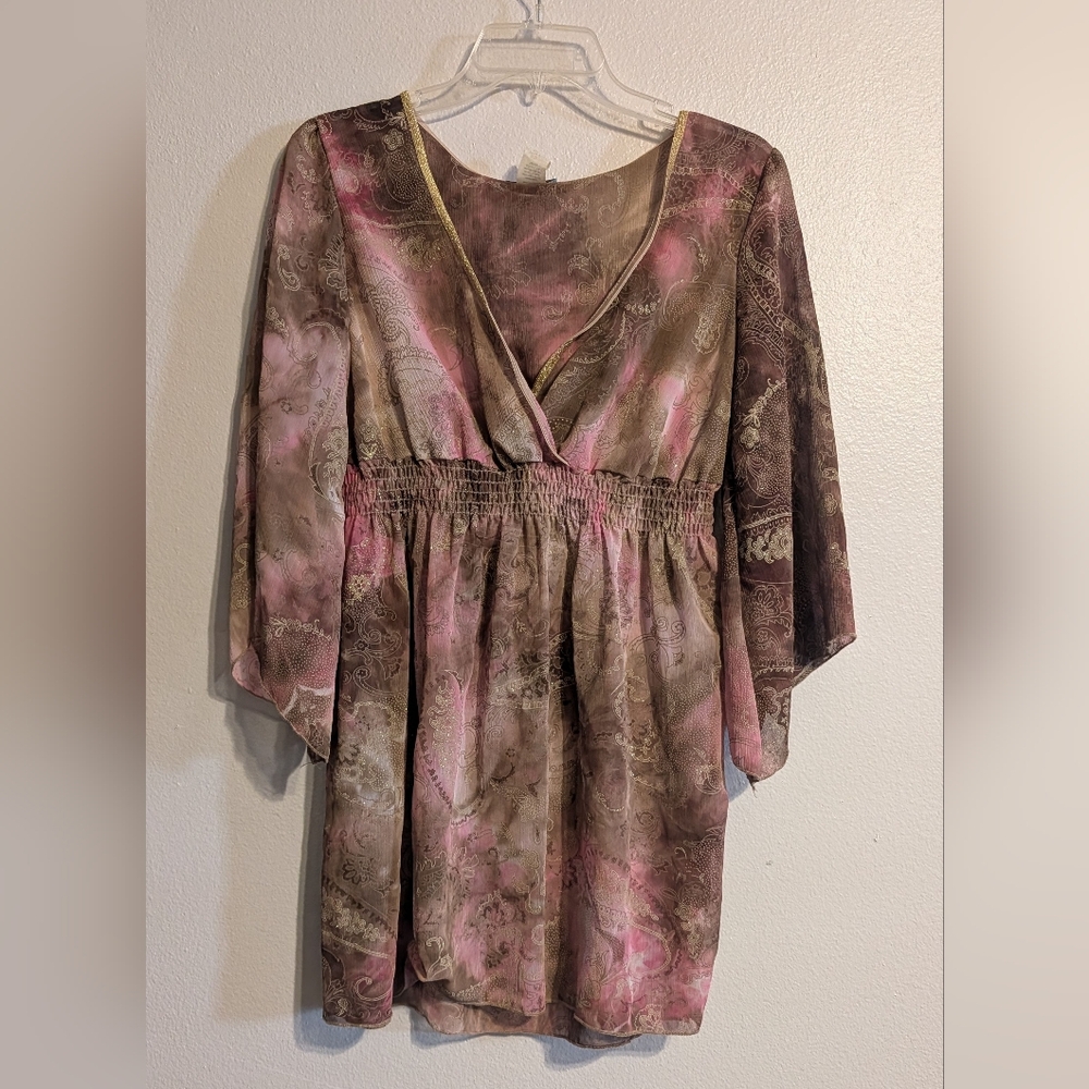 Elegant Pink and Brown Women's Dress